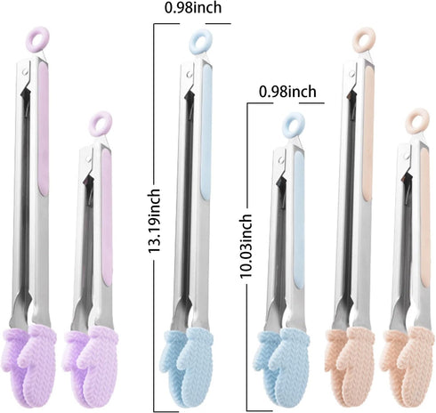 2Pcs Silicone Cooking Utensils with Non-Slip Handles - Salad Tongs, Silicone-Tipped Tongs for Cooking and Serving Food - Perfect Salad Tongs for S...