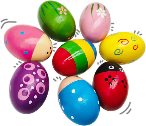 8 Pack Wooden Egg Shakers Stocking Stuffers Percussion Musical Shake Eggs for Kids Boys Girls Toddlers Easter Gifts Easter Basket Stuffers Fillers...