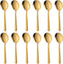 Bouillon Round Spoon 12 Pieces Stainless Steel Soup Spoons, BUY&USE 5.9-Inch Gold Color Dinenrware...