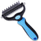 Double Sided Undercoat Rake Brush for Long Haired Dogs & Cats, Shedding and Dematting Tool for Grooming Extra Wide Blue Large...