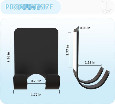 VIS'V Shower Wall Razor Holder, Metal Adhesive Razor Hooks for His and Hers, Waterproof, Black, 2 Pcs...