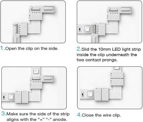 SUPERNIGHT RGBW LED Strip Connector 5 Pin L Coner Connectors for 10 mm Wide 5050 and 3528 LED Indoor String Lights Extending Connection...