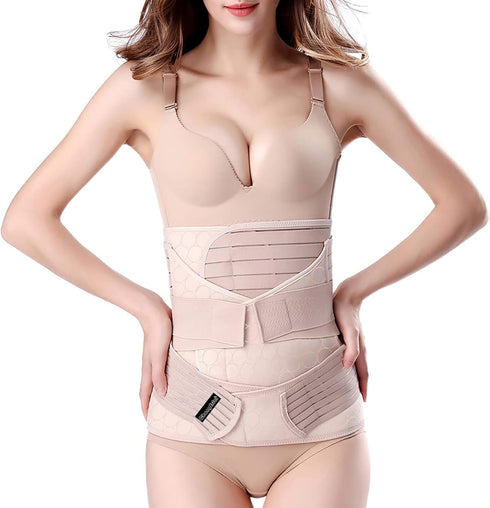 ChongErfei 3 in 1 Postpartum Support - Recovery Belly/waist/pelvis Belt Shapewear Slimming Girdle, Beige, L For Posture Correction...