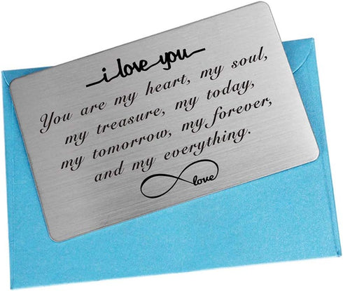 Engraved Wallet Insert Card, I Love You Forever, Anniversary Card Gifts, Soulmate Gifts for Him Her, Gifts for Boyfriend Husband, Valentine's Gift...