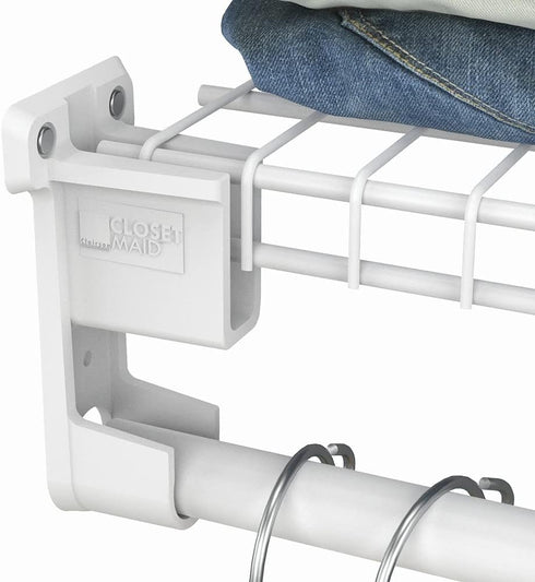 ClosetMaid 6609 SuperSlide Shelf and Hanging Bar Wall Bracket, White, Pack of 1...