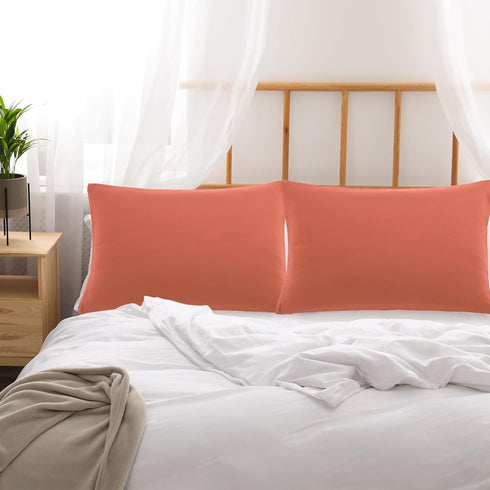 uxcell 2 Pack Pillow Cases Soft 1800 Series Microfiber Pillowcases Set with Zipper King(20"x36") Orange...