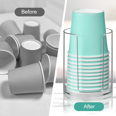 Bathroom Cup Dispenser, Disposable Mouthwash Cups Holder Fit 3oz-4oz Small Paper Cups, Clear Plastic Cup Dispenser for Bathroom Vanity Countertop ...