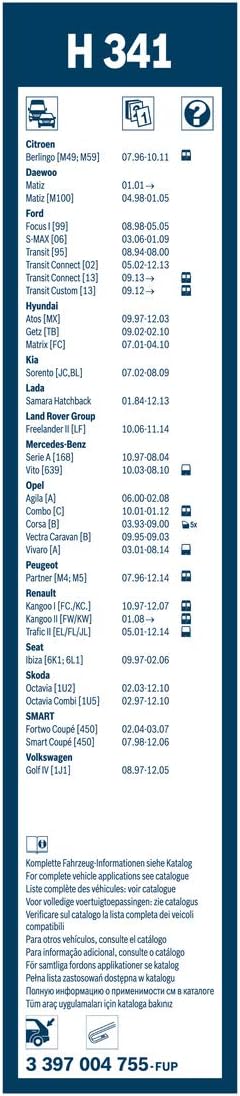 Bosch Rear H341 Wiper Blade Length 340 mm - 1 x Rear Window Wiper Blade...