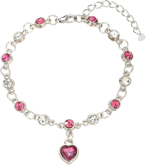 White Gold Plated Ocean Heart Charm Link Bracelet for Women Crystal Glass Heart Dainty Chain Simple Jewelry Gifts...