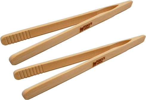 Weber's Wonders Set Of 2 Reusable Bamboo Toast Tongs - Wooden Toaster Tongs For Cooking & Holding - 8 Inch Long - Ideal Kitchen Utensil For Cheese...