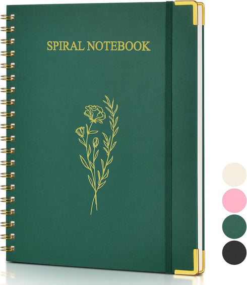 Aesthetic Spiral Notebook Journal for Women, 10.5" x 8.5" A4 Cute Lined Notebooks for Work, Large Hardcover College Ruled Notebook, 100 GSM Paper,...