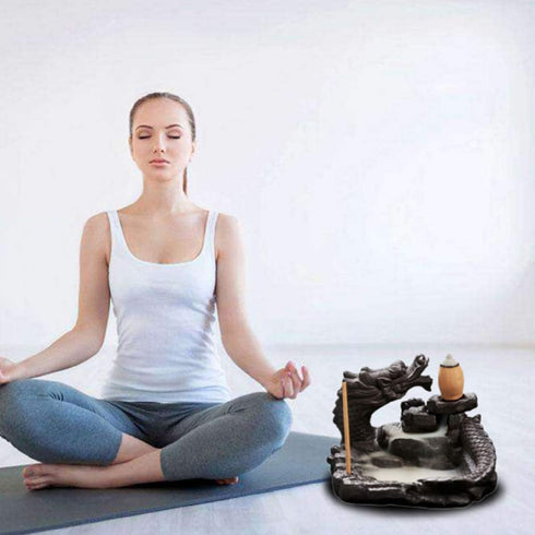 OTOFY Mythical Dragon Backflow Incense Holder Figurine Incense Burner Holder Gothic Home Decor (Chinese Dragon)...