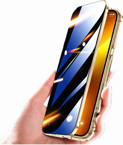 Anti-spy iPhone 15 Pro Max case Anti-Peeping Screen with Lock Magnetic Adsorption Double-Sided Tempered Glass Aluminum Alloy Bumper Lens Protector...