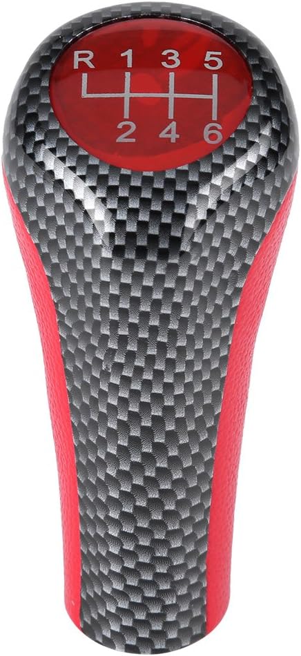 Minyinla 6 Speed Stick Shift Knob Carbon Fiber Gear Shifting Shifter Head Knob for BMW X1 X3 X5 E60 E61 E65 E83 E84 E90 E91 E92...