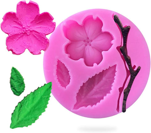 Rolin Roly Fondant Flower Mold Peach Leaves Molds 3D Silicone Mould Mini Cake Moulds for Cakes Decoration Accessories Candy Gumdrop DIY Making Cra...