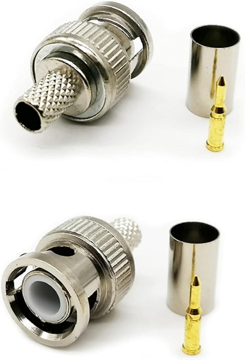 10 Pack BNC Male Crimp Connector to RG5962 BNC Male Crimp-On Connector for CCTV Coaxial Cables, Silver...