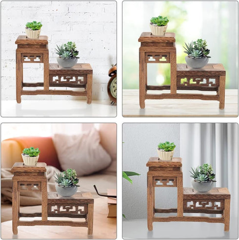 Angoily Vintage Display Stand Wood Stand for Crafts Figurine Display Base Tabletop Wood Base Vase Display Stand Flower Vase Base Buddha Statue Sta...