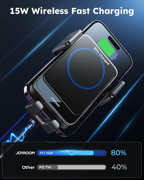 JOYROOM Wireless Car Charger Mount, Auto-Clamping 15W Max Qi Fast Charging Wireless Phone Charger for Car, Super Stable & Hands-Free Air Vent Car ...