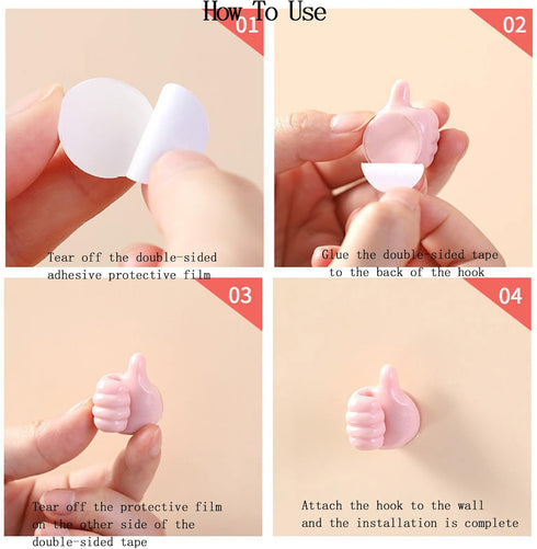 Thumb Wall Hooks for Hanging, 14pcs Self Adhesive Thumb Cable Organizer Clips No Punching Key Hook Holder Wall Hangers, Multifunctional Nails-Free...