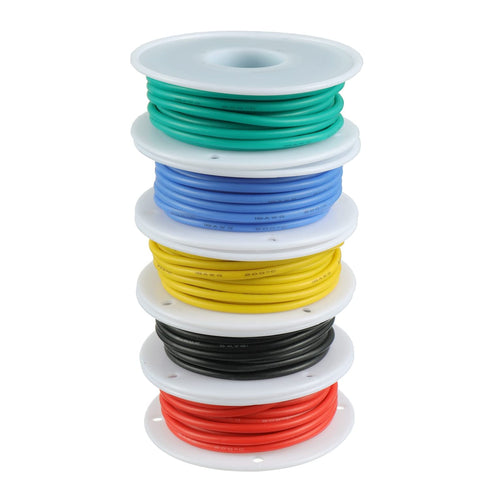 BOJACK 18 AWG Flexible Silicone Wire Electric Wire Hook up Wire Kit 300V Cables with Plus 20 ?3mm Heat Shrink Tubings and a Mini Wire Stripper(5 C...