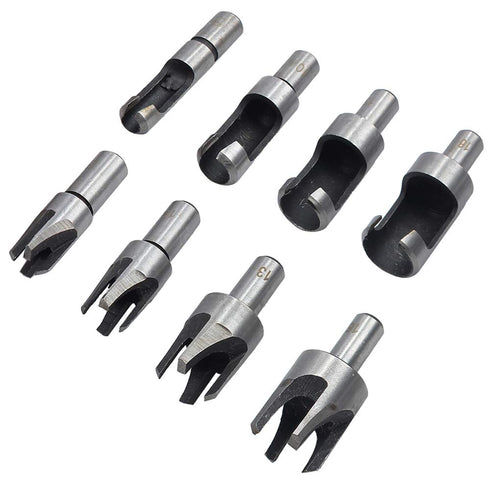 8Pcs Wood Plug Cutter Carbon Steel Straight and Taper Claw Drill Bit Set Woodworking Hole Saw Cutting Tool 5/8" 1/2" 3/8" 1/4"...
