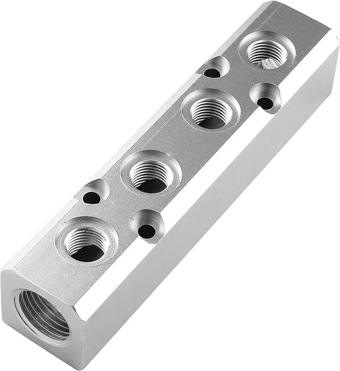 4 Way Pneumatic Manifold Air Distribution Block, G1/2 Supply Port, G1/4-Inch Output Port,Pneumatic Air Compressor Manifold Fitting?Aluminum Alloy?...