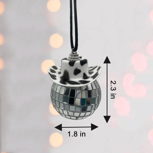 Black Cow Print Car Accessories, Car Disco Ball, Disco Ball Car Mirror Ornament, Car Mirror Hanging Accessories, Cowboy Hat Car Charm, Disco Ball ...