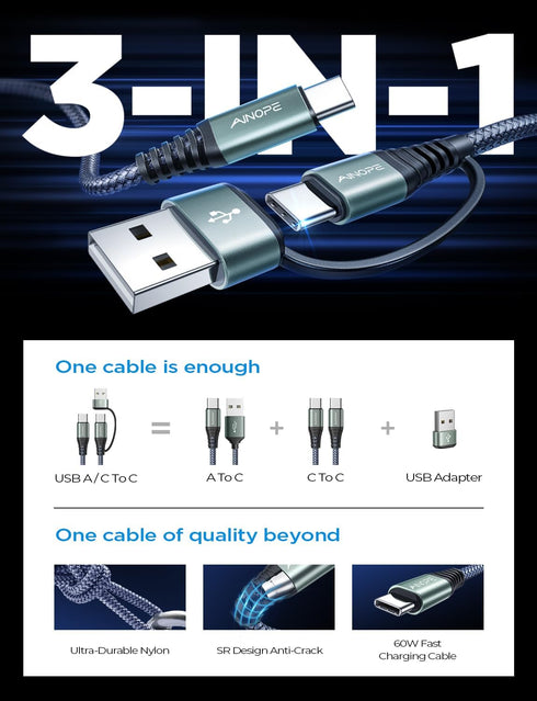 AINOPE 54W USB C Car Charger - Fast Charge, 36W PD Port, 8X Faster, Dual Device, Safety Protection, Compatible with iPhone 14, Samsung Galaxy S23,...