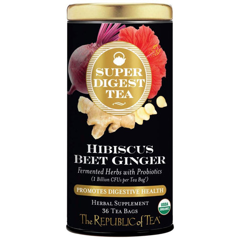 The Republic of Tea Organic Hibiscus Beet Ginger SuperDigest Tea® Herbal | Probiotic Tea Bag (36 count)...