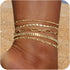 Plus Size Ankle Bracelets for Women Large Ankle, 14K Gold Filled Dainty Layered Cuban Paperclip Link Chain Anklets for Women Extra Large Anklet Go...