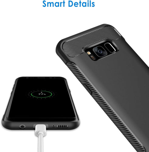 JETech Slim Fit Case for Samsung Galaxy S8, Thin Phone Cover with Shock-Absorption and Carbon Fiber Design (Black)...