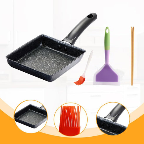 Tamagoyaki Pan Non Stick Japanese Omelette Pan,Cast Iron Rectangle Tamago Pan Small Frying Pan, Tamagoyaki Eggs Pan - Omelette Pan - with Silicone...