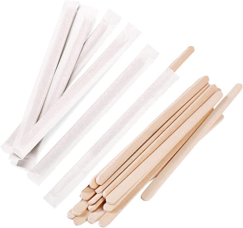 Gmark Individually Wrapped 5.5" Coffee Stir Sticks (length 140mm, width 6mm, thick 1.3mm) - 500pc Round End, Eco Friendly Coffee Stirrers for Hot ...