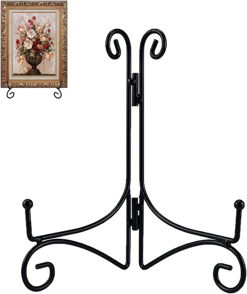 Black Iron Plate Stand, 12 Inch Plate Holder for Display, Small Metal Plate Display Stands for Cookbook, Picture Frame, Photo, Decorative Plates (...