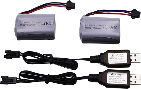 Blomiky SM-3P Plug 7.4V 900mAh Li-ion Rechargeable Battery and Charger Cable for G03082R Amphibous RC Cars C82 Battery......