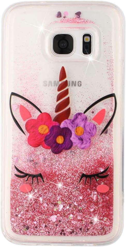 Case for Samsung S7 for Girl Glitter Liquid Sparkle Floating Shiny Quicksand Clear Soft TPU Silicone Shockproof Protective Bumper Thin Cover for S...
