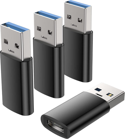 USB C to USB Adapter (4 Pack), USB C Female to USB Male 3.0, USB Type C Adapter Compatible with iPhone 15/14/13/12, iPad Pro/mini/air, Samsung Gal...