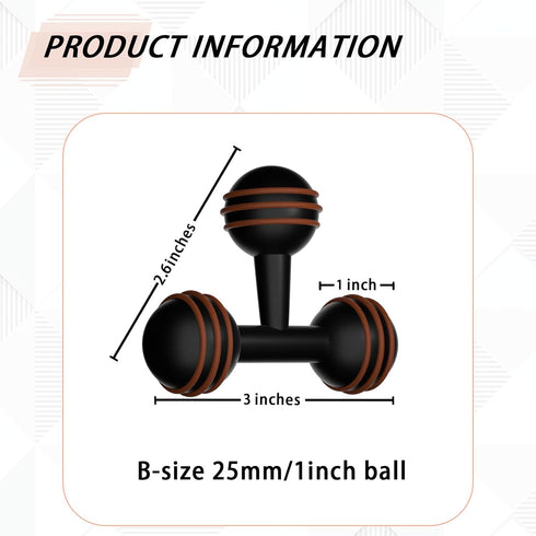 1'' Ball/25mm Aluminum Alloy Triple Ball Adapter Compatible with Ram Mounts B Size Double Socket Arm any B-size 25mm/1'' Brackets.Expandable for G...