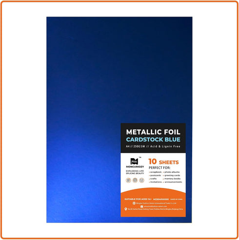 MONCURIOZY 10 Sheets A4 250GSM Colored Metallic foil Paper for Crafts & Arts,Card Making,Scrapbooking and DIY (blue)...
