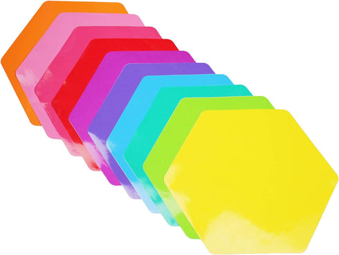 10 Pieces Hexagon Shaped Colorful Stickers Dry Erase Board Marker Removable Vinyl Dot Teachers Classroom Table Wall Decal...
