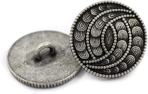 Bezelry 12 Pieces Spiral Petals Metal Shank Buttons. 20mm (3/4 inch) (Antique Silver)...