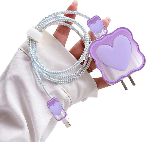 Cute Cable Protector for iPhone Charger with Unique Design 3D Love Heart Wave Data Cable USB Charger Data Line Phone Wire Saver Protector for iPho...