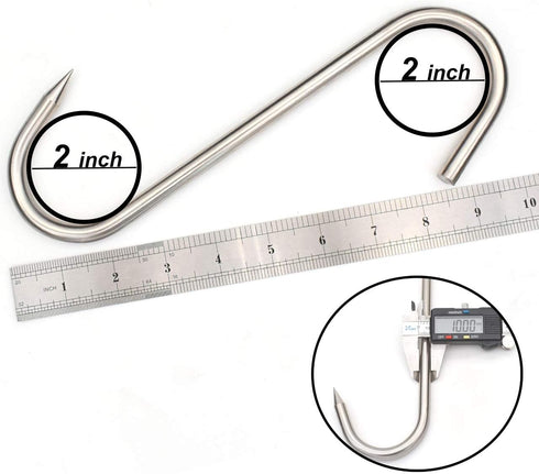 10 Inch Meat Hook, Heavy Duty 10mm S-Hooks Stainless Steel Meat Processing Butcher Hooks (10mm10inch)...
