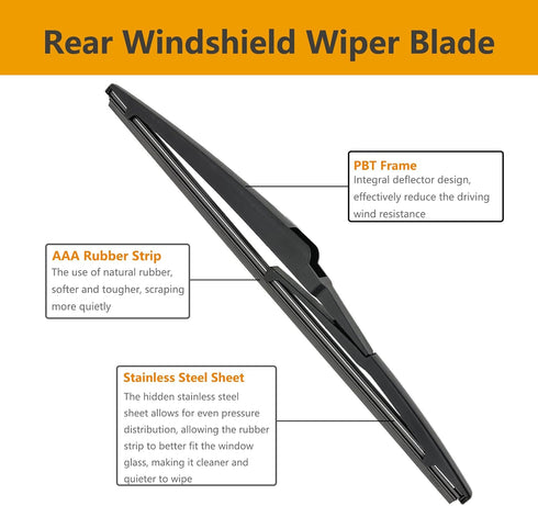 2 Pack Rear Wiper Blades for Land Rover Discovery Sport 2015-2022 / for Dodge Durango 2011-2022 / for Dodge Journey 2009-2022 /for Toyota Highland...