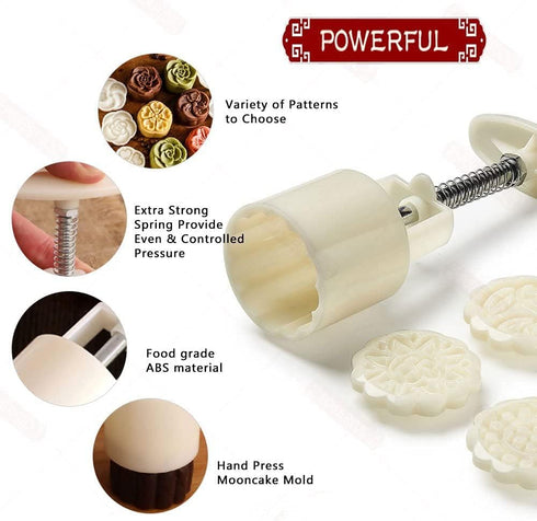 Powerful Mooncake Mold Press 50g BathBomb Molds, Mid Autumn Festival Mooncake Molder and Cake Mould 50g/75g/100g (A-(50g-6pcs) ct+(50g-6pcs) 3D)...