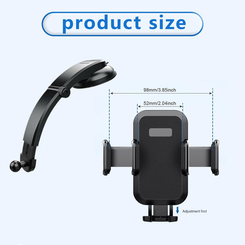 Pack-1 Car Cell Phone Holder, 360 Degrees Long Arm Dashboard Windshield Car Phone Holder, Universal Anti-Shake Smartphone Holder with Strong Sucti...