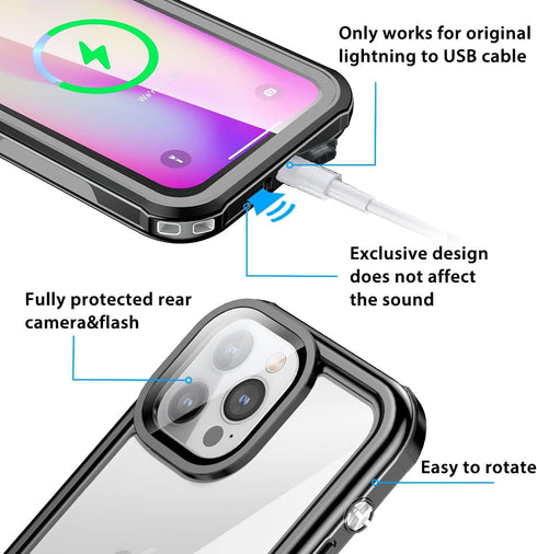 AICase for iPhone 14 Pro Case Waterproof, Clear Water Proof Shockproof Dustproof Snowproof Full Body Rugged Transparent Underwater Phone Case for ...
