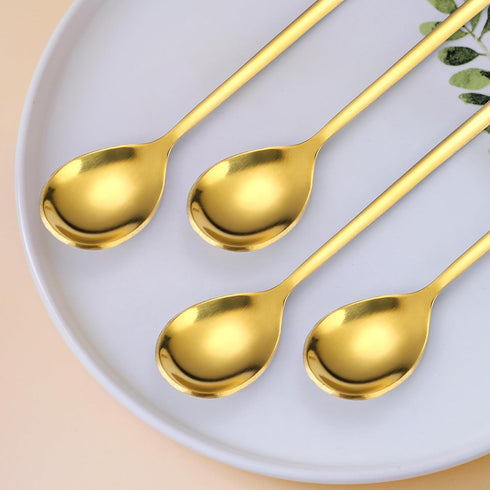 Coffee Spoons Gold Silverware Christmas 6 Pieces Small Stainless Steel Flatware Xmas Decorative Pendants Cute Drinking Stirrers for Festive and Da...