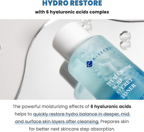KSECRET Hyaluronic Acid Toner, 5.07fl.oz / 150ml | Korean Skincare | alcohol free hydrating toner for all skin types with 6 types hyaluronic acid,...