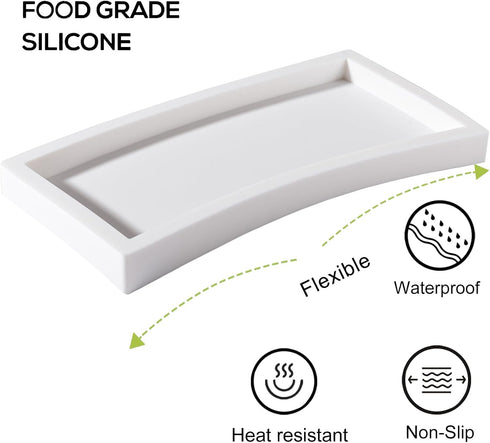 Bathroom Tray, Small Vanity Tray Silicone Soap Dish Sponge Holder Kitchen Sink Organizer Bathroom Accessories for Countertop, Toilet, Shower, Larg...